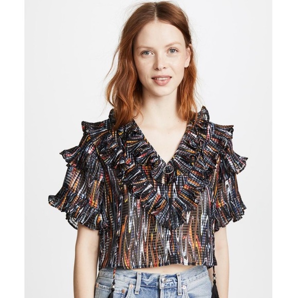 Opening Ceremony Tops - Opening Ceremony Marble Ruffle Top